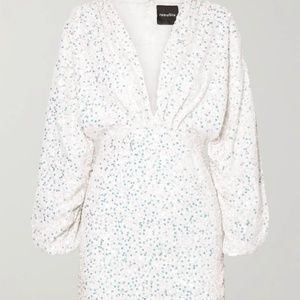 Retrofete white long sleeve sequin dress